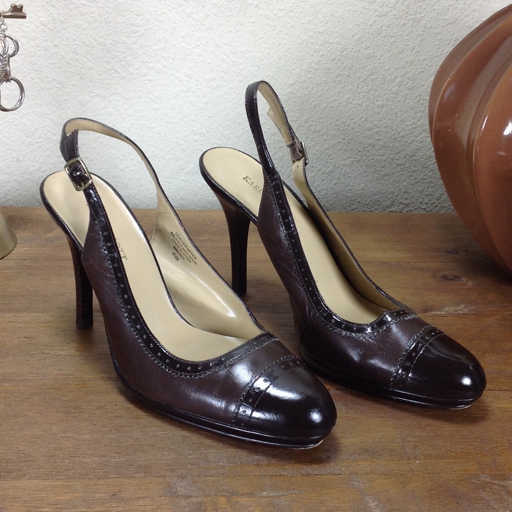 Karen Scott Brown Leather Cap Toe SlingBac…
